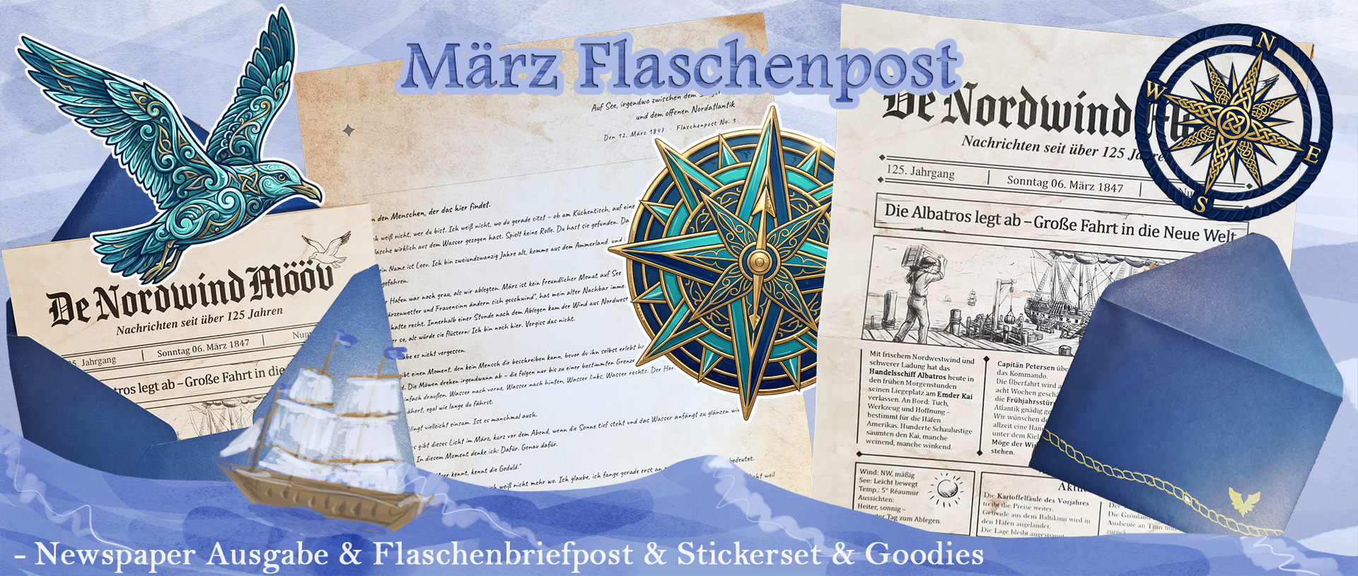 Bundle März Briefpost mit Stickern Fehnleev_Briefpost_Märzausgabe